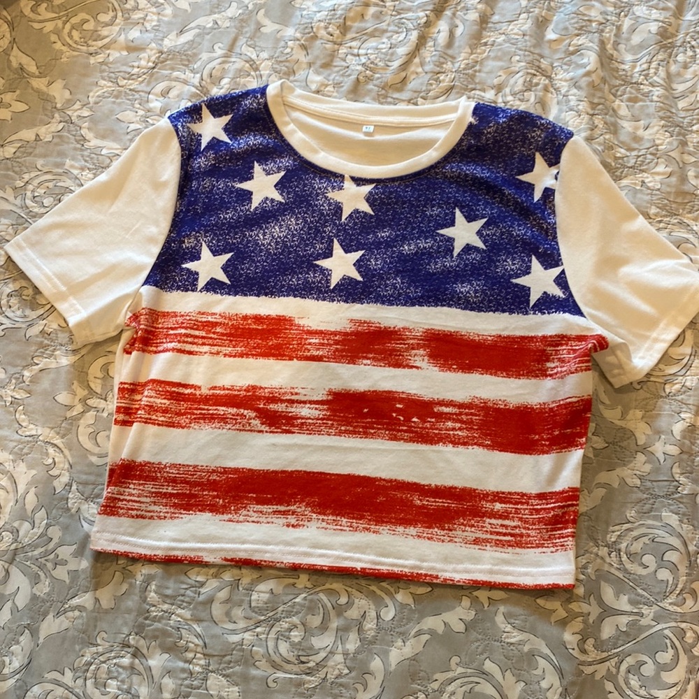 American Flag Crop Top Tee